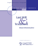 Last Will Testament Questionnaire