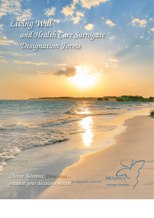 Living Will And Health Care Surrogate Designation Forms Printable pdf