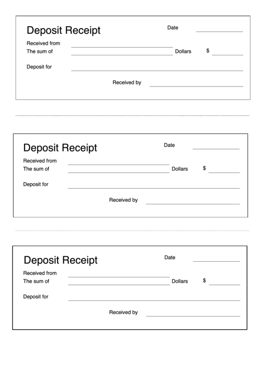 Deposit Receipt Template Printable pdf