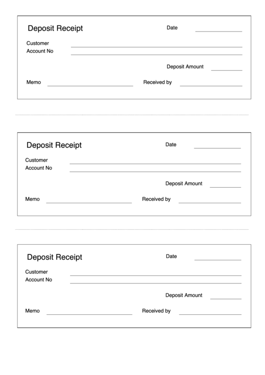 Deposit Receipt Template Printable pdf