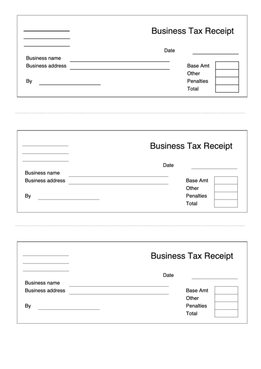 Business Tax Receipt Template Printable pdf