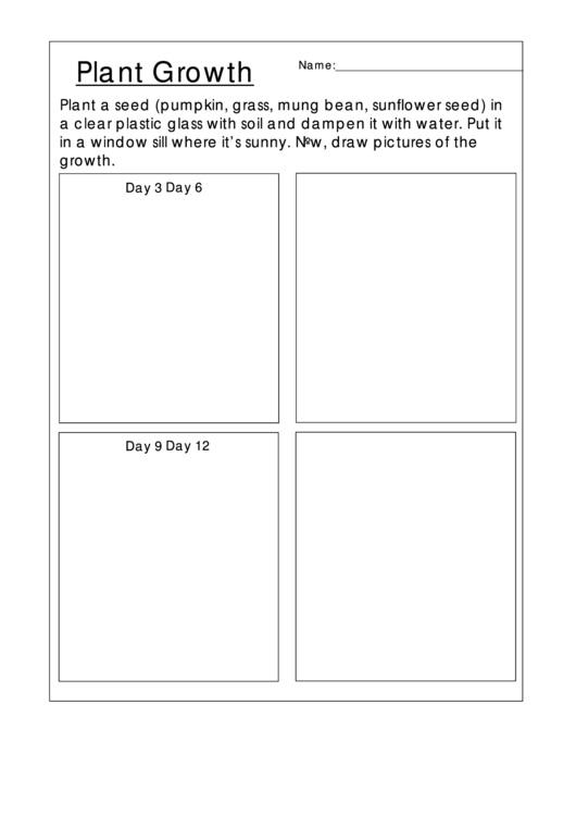 Plant Growth Chart Template For Kids Printable Pdf Download