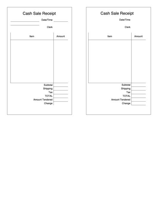 Cash Sales Receipt Template Printable pdf