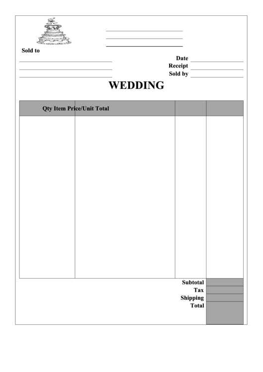 Wedding Receipt Template Printable pdf