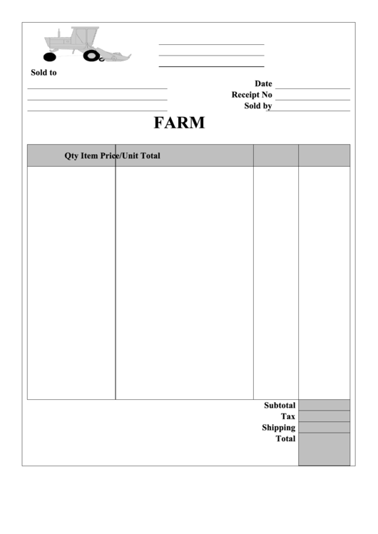 Farm Receipt Template Printable pdf