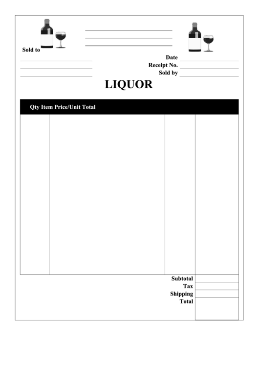 Liquor Receipt Template Printable pdf
