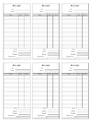 Six Receipt Templates - Small, Lined