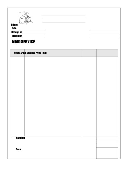 Maid Service Receipt Template Printable pdf