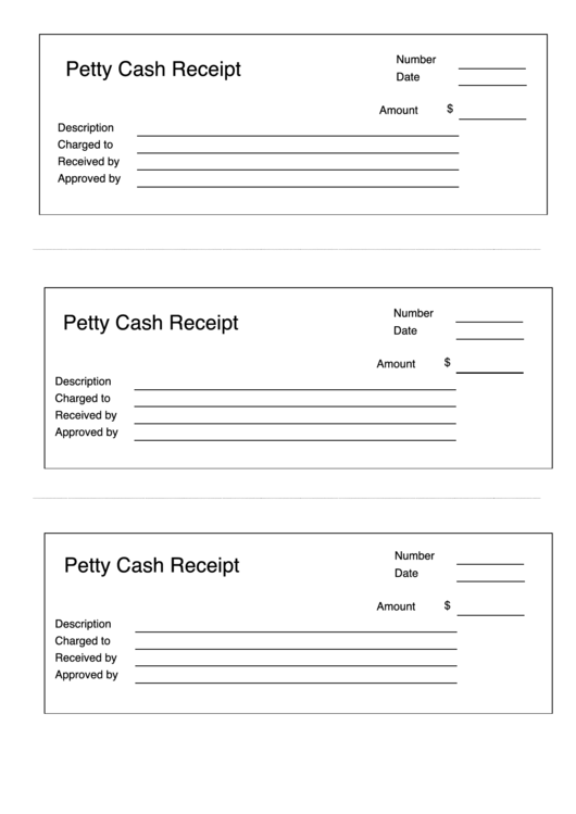 Petty Cash Receipt Template Printable pdf