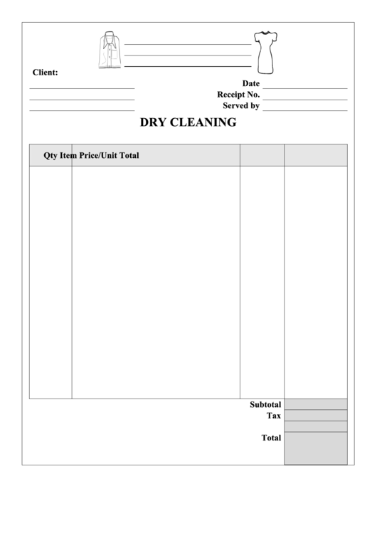 Dry Cleaning Receipt Template Printable pdf