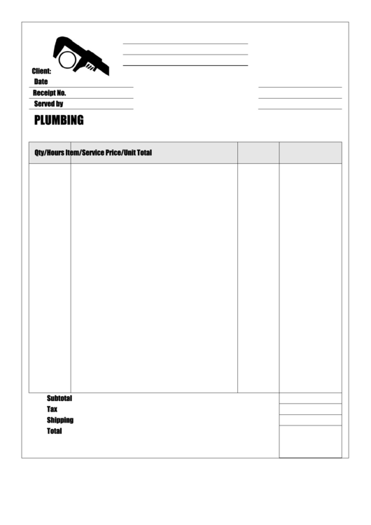 Plumbing Receipt Template Printable pdf