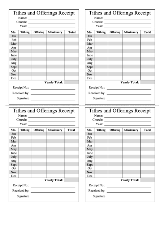 Church Donation Receipt Template Printable pdf