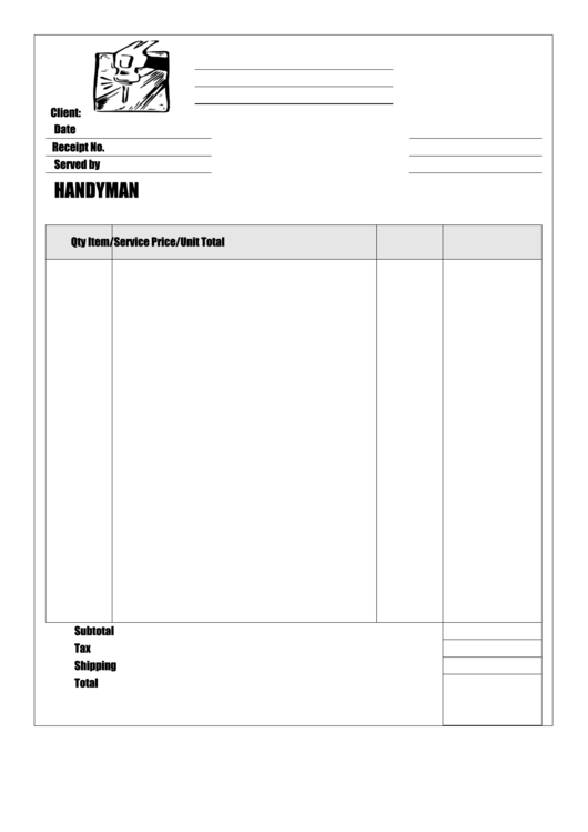 handyman receipt template printable pdf download