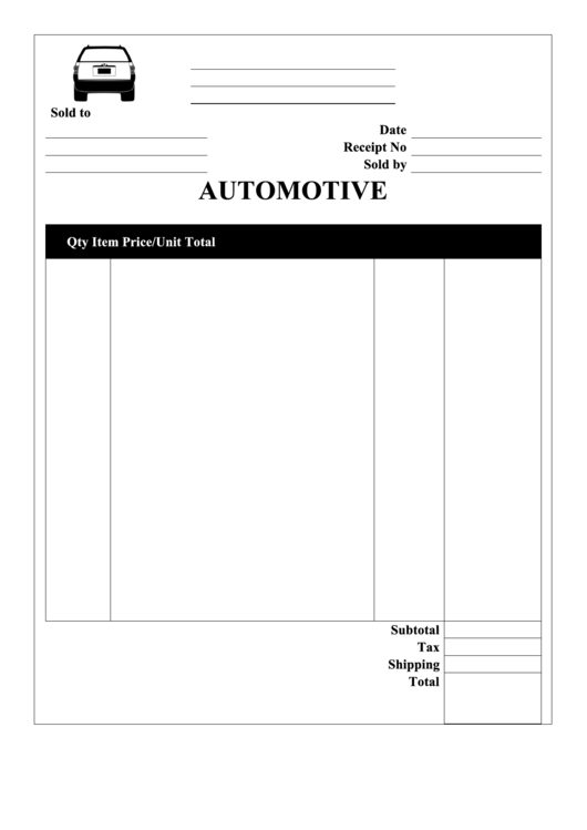 Car Payment Receipt Template Printable pdf