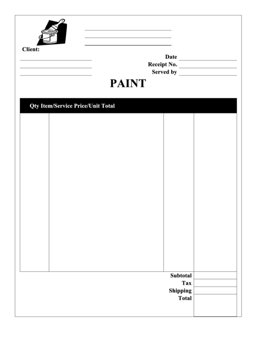 Paint Receipt Template Printable pdf