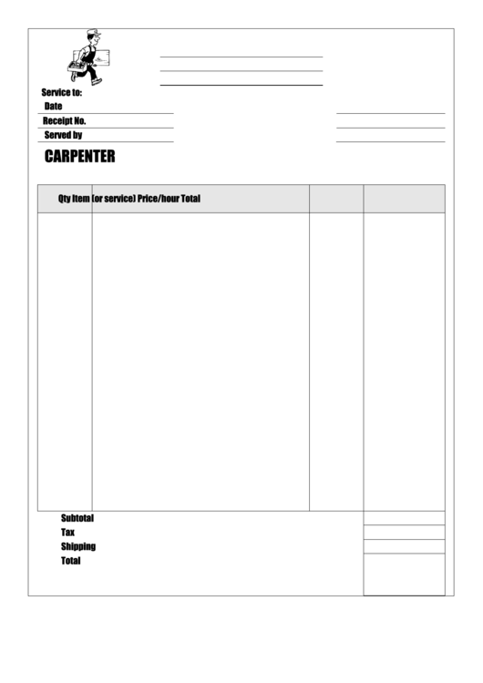 Carpenter Receipt Template Printable pdf