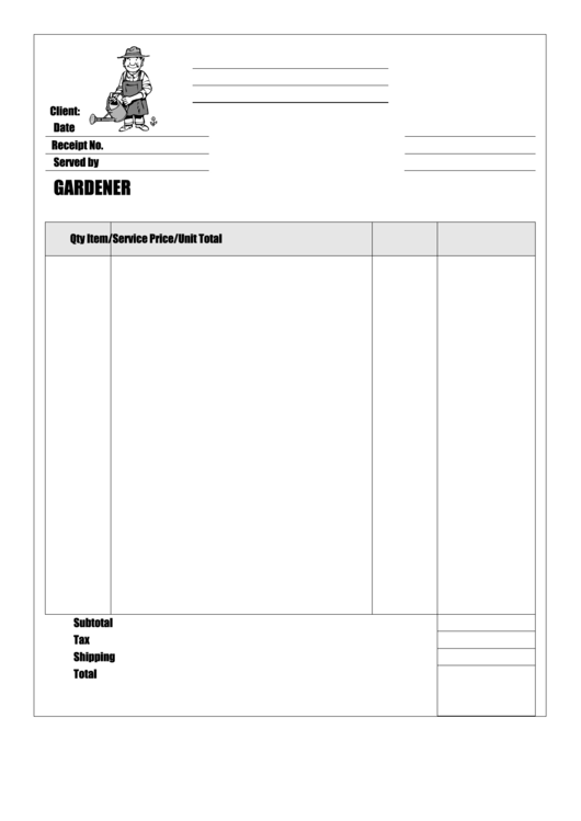 Gardener Receipt Template Printable pdf