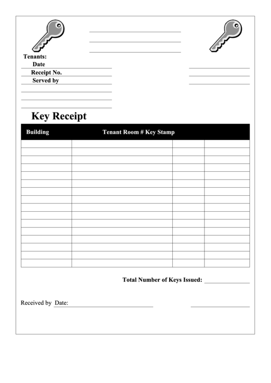 Key Receipt Template Printable pdf