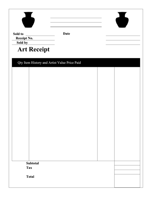 Art Receipt Template Printable pdf