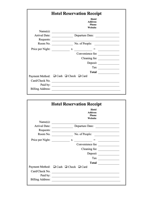 Hotel Receipt Template Printable pdf