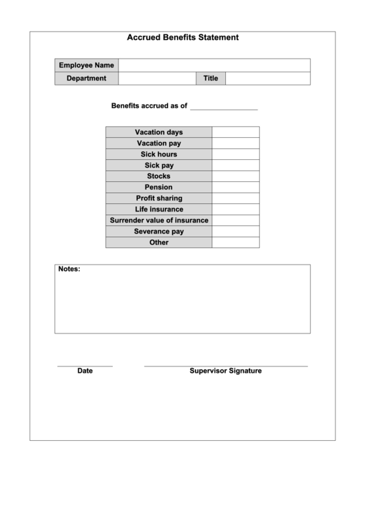 Accrued Benefits Statement Printable pdf