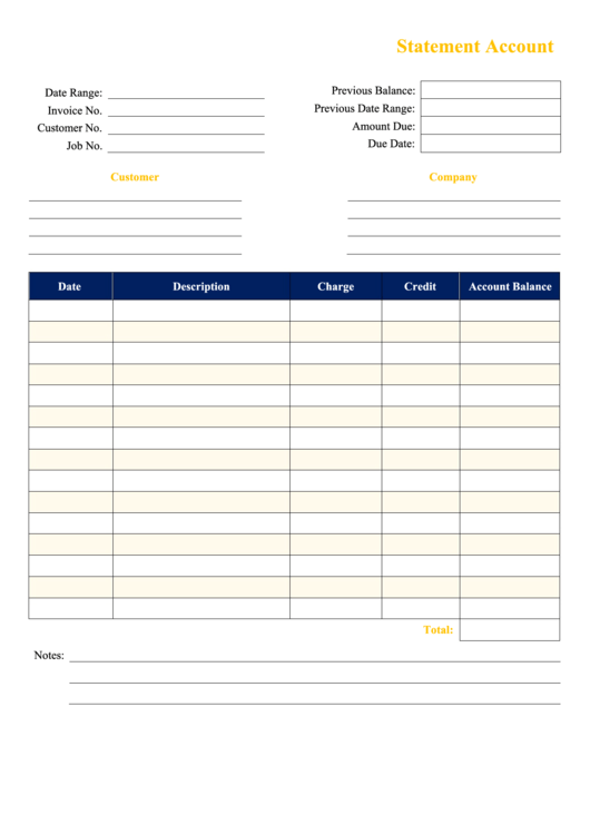 Statement Of Account Template Printable pdf