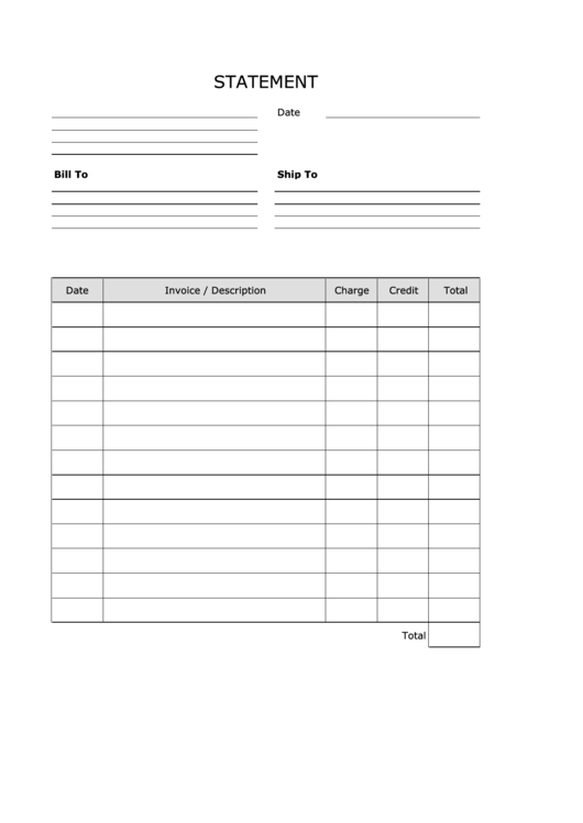 Simple Blank Statement Template - Portrait, Lined Printable pdf