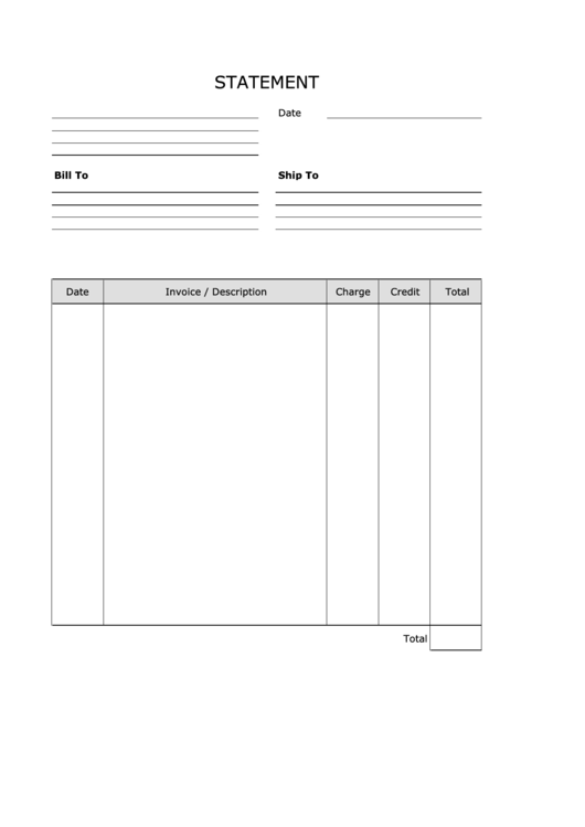 Simple Blank Statement Template - Portrait Printable pdf