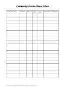 Community Service Hours Blank Chart