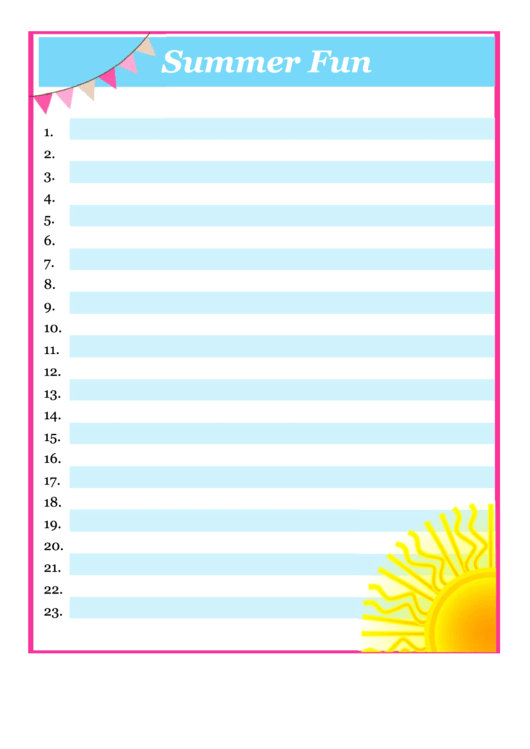 Summer Holiday Planner Spreadsheet Printable pdf
