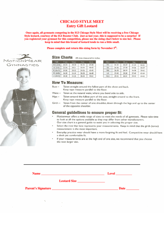 Top 5 Leotard Size Charts free to download in PDF format