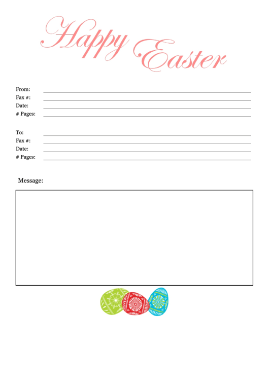 Happy Easter Fax Cover Sheet Printable pdf
