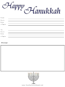 Happy Hanukkah Fax Cover Sheet
