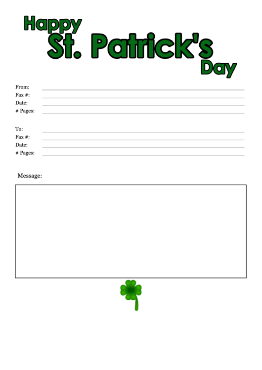 Colorful St Patrick's Day Fax Cover Sheet