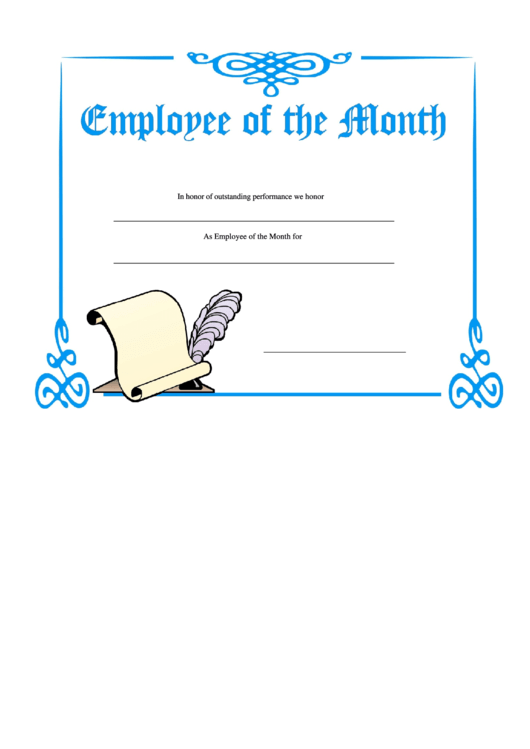 Employee Of The Month Certificate Template Printable pdf