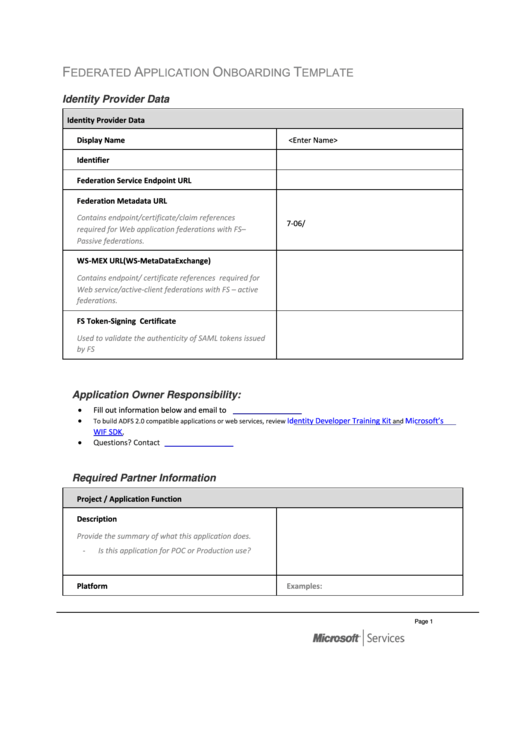 Federated Application Onboarding Template
