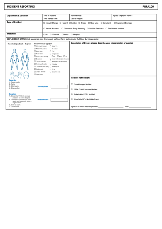Incident Reporting Template Printable pdf