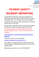 Patient Safety Incident Reporting