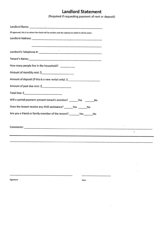 Landlord Statement Printable pdf