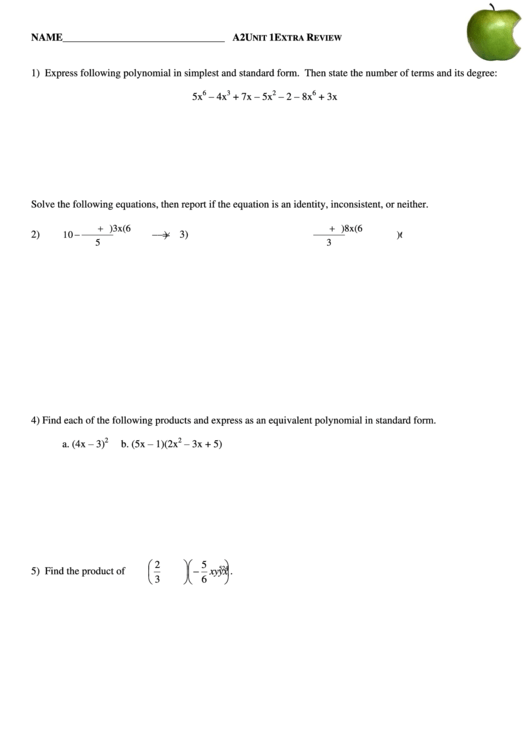 Polynomial In Simplest And Standard Form printable pdf download