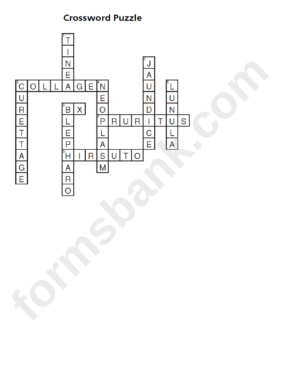 Dermatology X-Word Puzzle