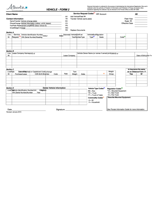 Vehicle - Form 2 Printable pdf