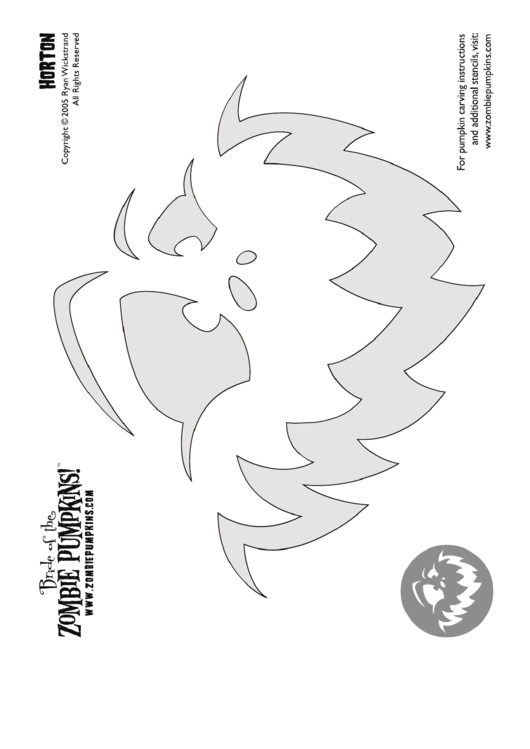 Zombie Pumpkin Carving Pattern Printable pdf