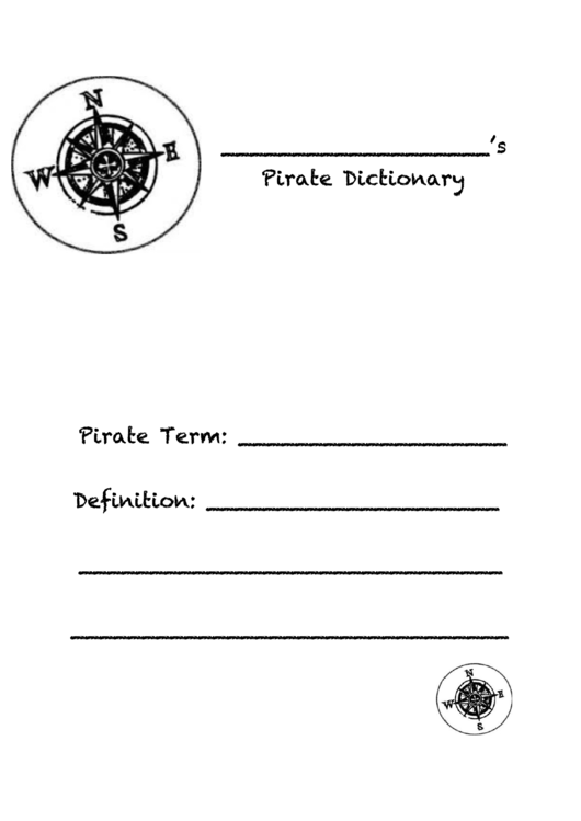 Pirate Directionary Template Printable pdf