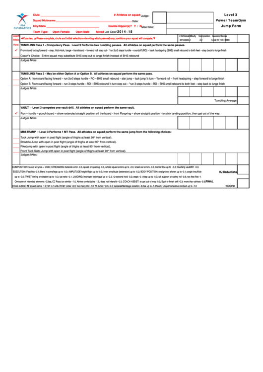 Jump Form Assessment Printable pdf