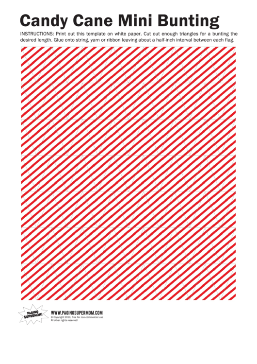 Fillable Candy Cane Mini Bunting Template Printable pdf
