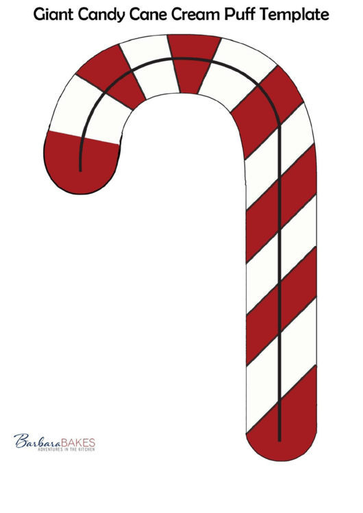Giant Candy Cane Cream Puff Template Printable pdf