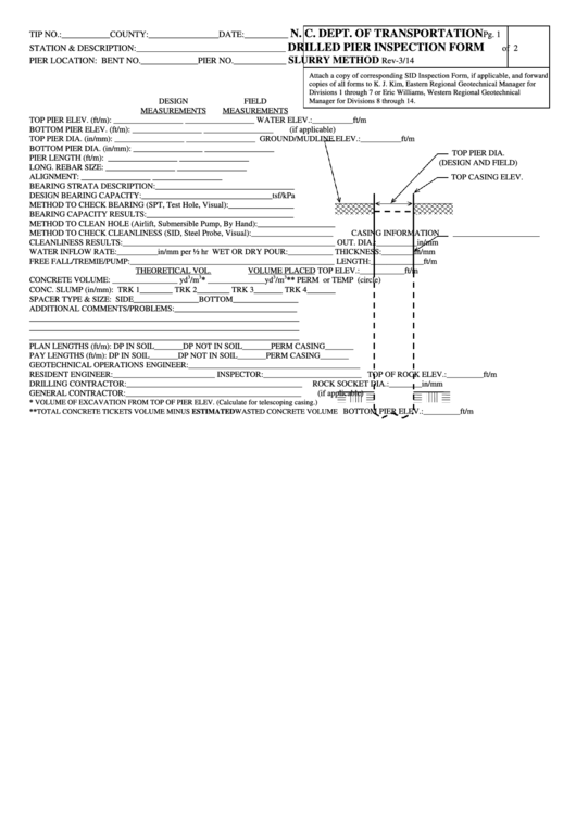Drilled Pier Inspection Form Printable pdf