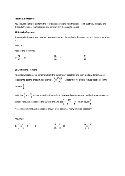 Fraction Worksheet (Math) Printable pdf