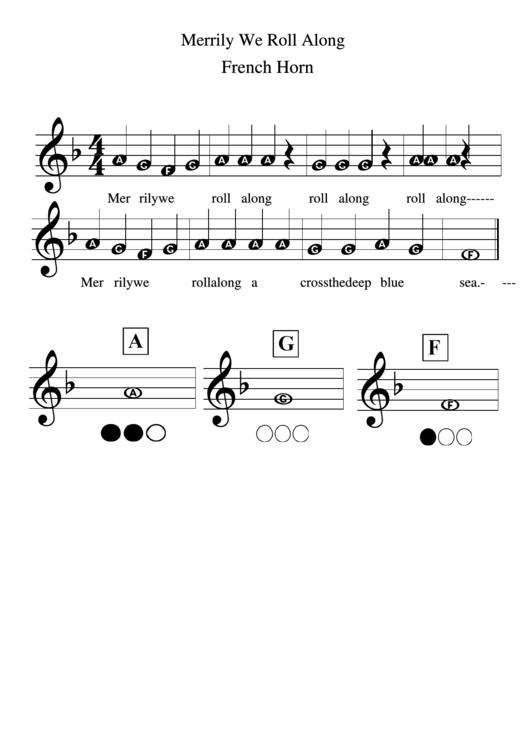 Merrily We Roll Along - Sheet Music (french Horn)